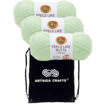 Lion Brand Feels Like Butta Mint 215-156 (3 Strange     gleiche Farbpartie) Kammgarn Medium Nr. 4 Polyestergarn zum Hakeln und Stricken mit Projekt