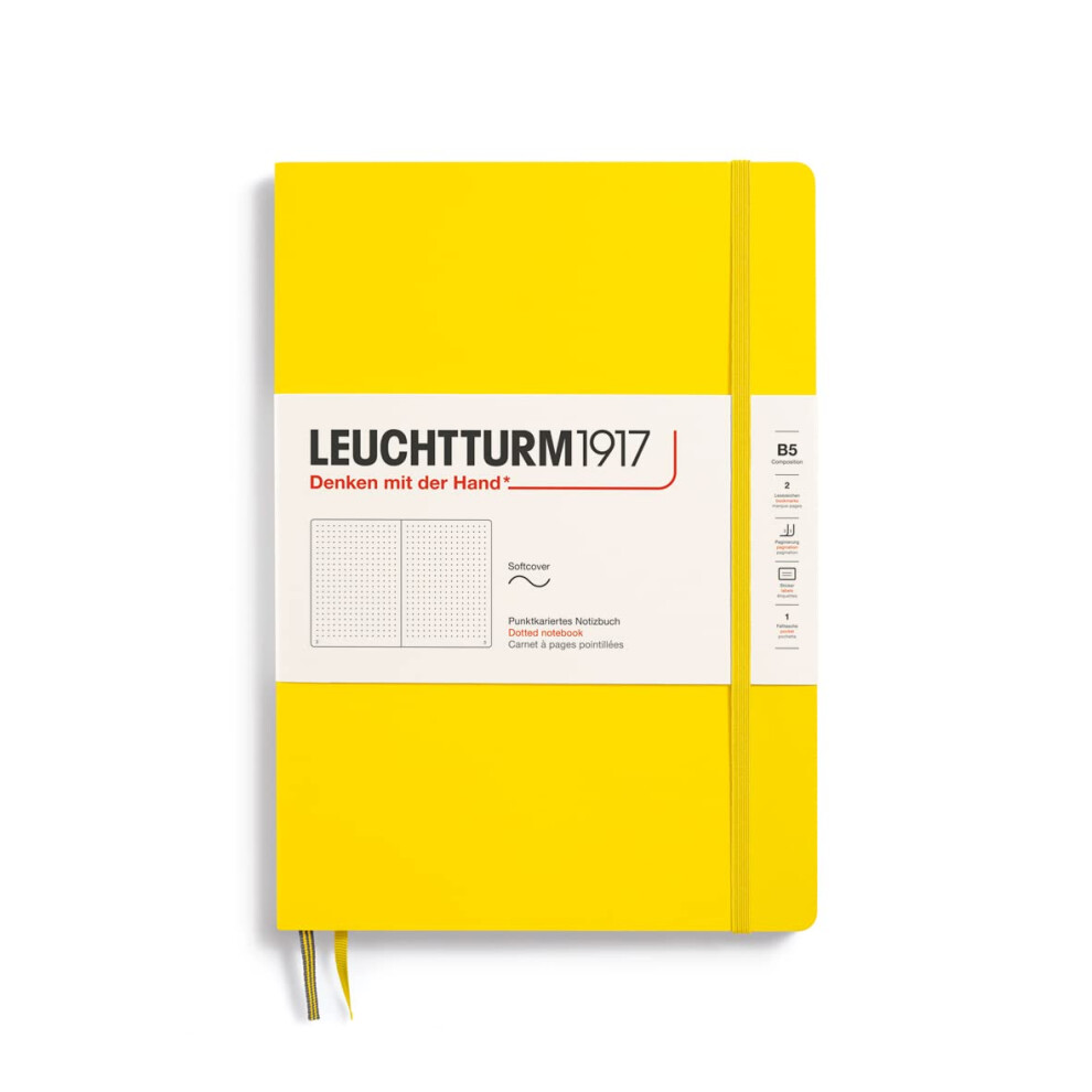 LEUCHTTURM1917 - Notebook Softcover Composition B5-123 Numbered Pages for Writing and Journaling (Dotted  Lemon)-image-OPC-PGS8RMC-NEW