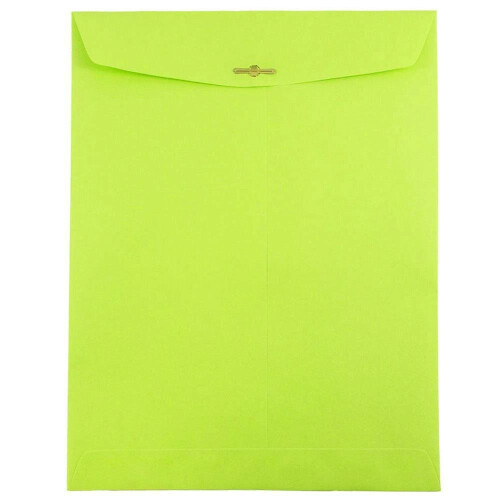 JAM PAPER 9 x 12 Colored Envelopes with Clasp Closure - Ultra Lime Green - 25/Pack 1