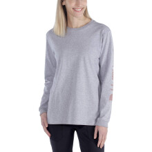 Carhartt Damen K231 Workwear Logo Langarmshirt (Größen für Übergrößen) Utility T-Shirt, Heather Gray, 3X-Large Plus