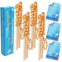 Giant Bubble Wood Wands 4 Pack & 3 Kæmpe bobleblanding Koncentrat Genopfyldning Gigantboblepulver Maker Kit Sommer udendørs sjov for drenge og pi