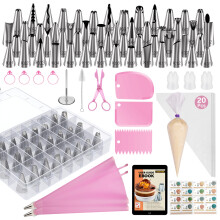 Kootek 90-delige spuitzakken en tips-set taartdecoratieset met 55 genummerde icing-piping-tips 20+2 spuitzakken voor taart cupcake glazuur-piping-set