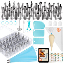Kootek 90-delige spuitzakken en tips-set taartdecoratieset met 55 genummerde icing-piping-tips 20+2 spuitzakken voor taart cupcake glazuur-piping-set