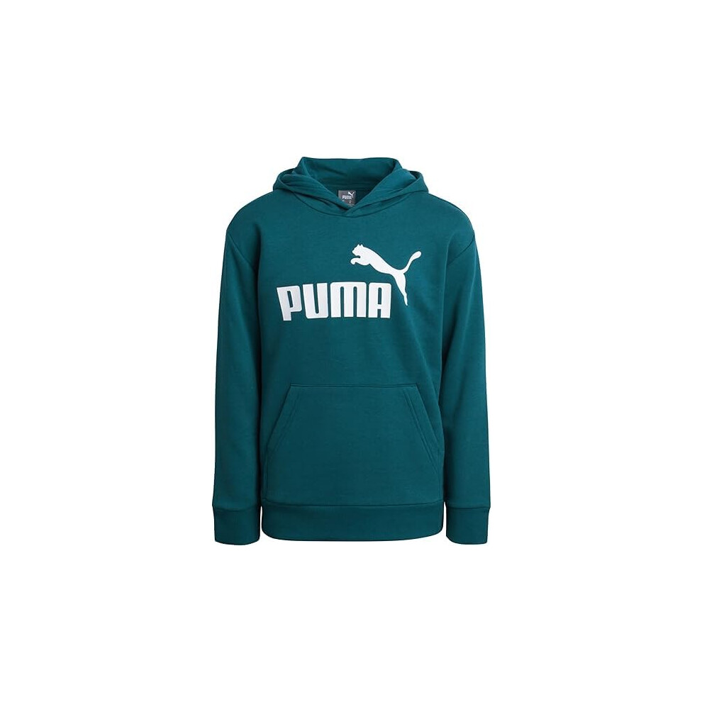 PUMA Boys' Athletic Hoodie - Fleece Pullover Hoodie Sweatshirt with Kangaroo Pockets - Fashion Hoodies for Boys (Sizes: 8-20)  Size 8  Green/Blue