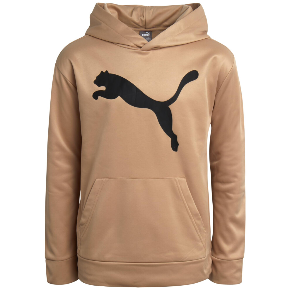 PUMA Boys' Athletic Hoodie - Performance Fleece Pullover Graphic Sweatshirt for Boys (Sizes: 8-20)  Size 8  Khaki