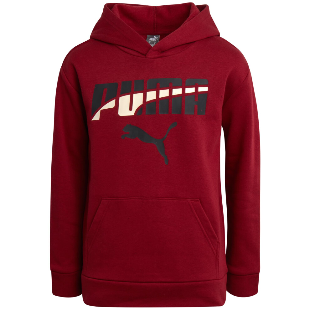 PUMA Boys' Athletic Hoodie - Performance Fleece Pullover Graphic Sweatshirt for Boys (Sizes: 8-20)  Size 10-12  Maroon