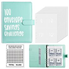 ChillyFar Money Saver Budget Binder Book with Pouches 100 Envelope Challenge Binder with Numbers A5 Money Budget Envelopes for Cash Saving $5 050 Gr