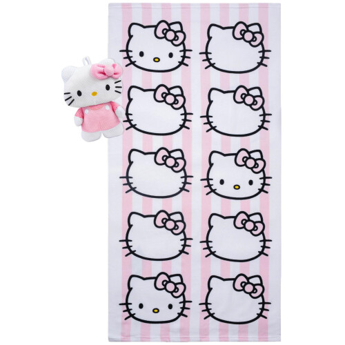 Conjunto de Toalha e Amigo de Banho Hello Kitty - Acessórios de Banheira - Toalha de Microfibra 25 x 50 Polegadas