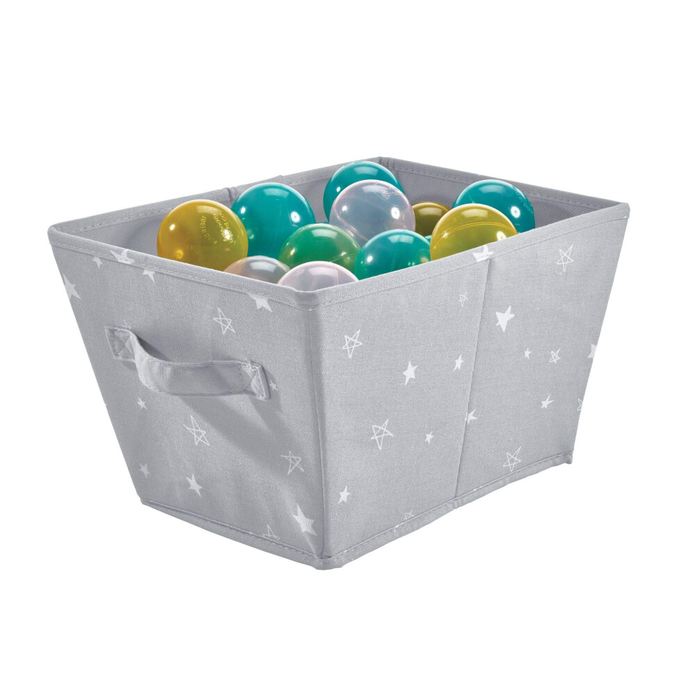 IDESIGN Star Fabric Storage Bin Angled Medium Basket Container avec deux poignes latrales pour les jouets de chambre  coucher en placard - Gra