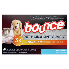 Bounce Bounce Siersc zwierzat i ochrona przed klaczkami Mega arkusze suszarki z 3 x pogromcami siersci zwierzat Swiezy zapach 60 sztuk