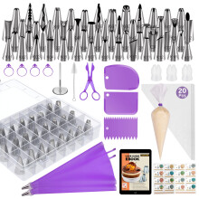 Kootek 90-delige spuitzakken en tips-set taartdecoratieset met 55 genummerde icing-piping-tips 20+2 spuitzakken voor taart cupcake glazuur-piping-set