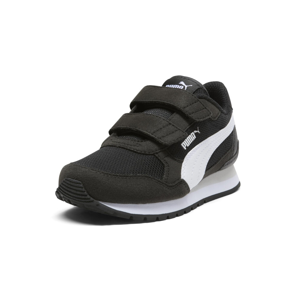 PUMA ST Runner Hook and Loop Sneaker  Black White-Cool Light Gray  12 US Unisex Little Kid