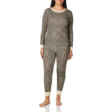 Fruit of the Loom Conjunto tιrmico premium Micro Waffle para mujer Estampado animal 2X