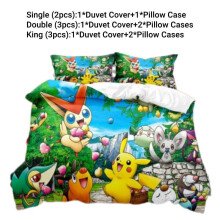 (Style M,Single(135*200cm))Pikachu Bettwäsche Set Single Double King Bettbezug Kissenbezüge Cartoon Fans Kind