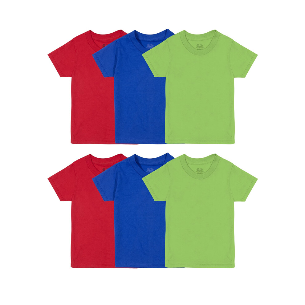 Fruit of the Loom Boys' Eversoft Cotton Undershirts  T Shirts & Tank Tops  T Shirt-Toddler-6 Pack-Blue/Green/Red