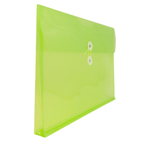 JAM PAPER Plastic Envelopes with Button & String Tie Closure - Letter Booklet - 9 3/4 x 13 - Lime Green - 12/Pack 2