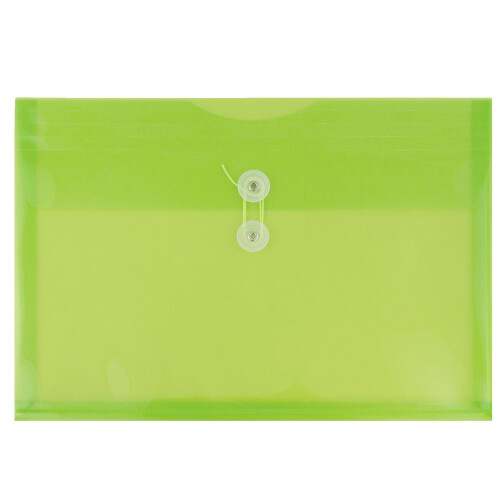 JAM PAPER Plastic Envelopes with Button & String Tie Closure - Letter Booklet - 9 3/4 x 13 - Lime Green - 12/Pack