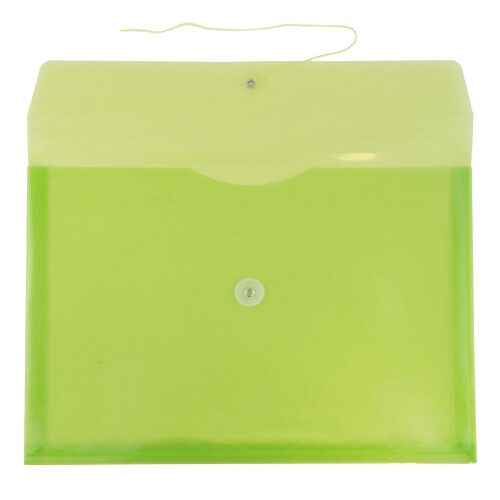 JAM PAPER Plastic Envelopes with Button & String Tie Closure - Letter Booklet - 9 3/4 x 13 - Lime Green - 12/Pack 1