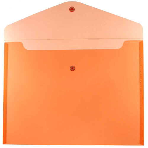 JAM PAPER Plastic Envelopes with Snap Closure - Letter Booklet - 9 3/4 x 13 - Orange - 12/Pack 1