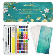 TAVOLOZZA Watercolor Paint Set 50 Vivid Colors Including Metallic and Fluorescent Colors in Gift Box Perfect Watercolor Set for Artists Painting Lov