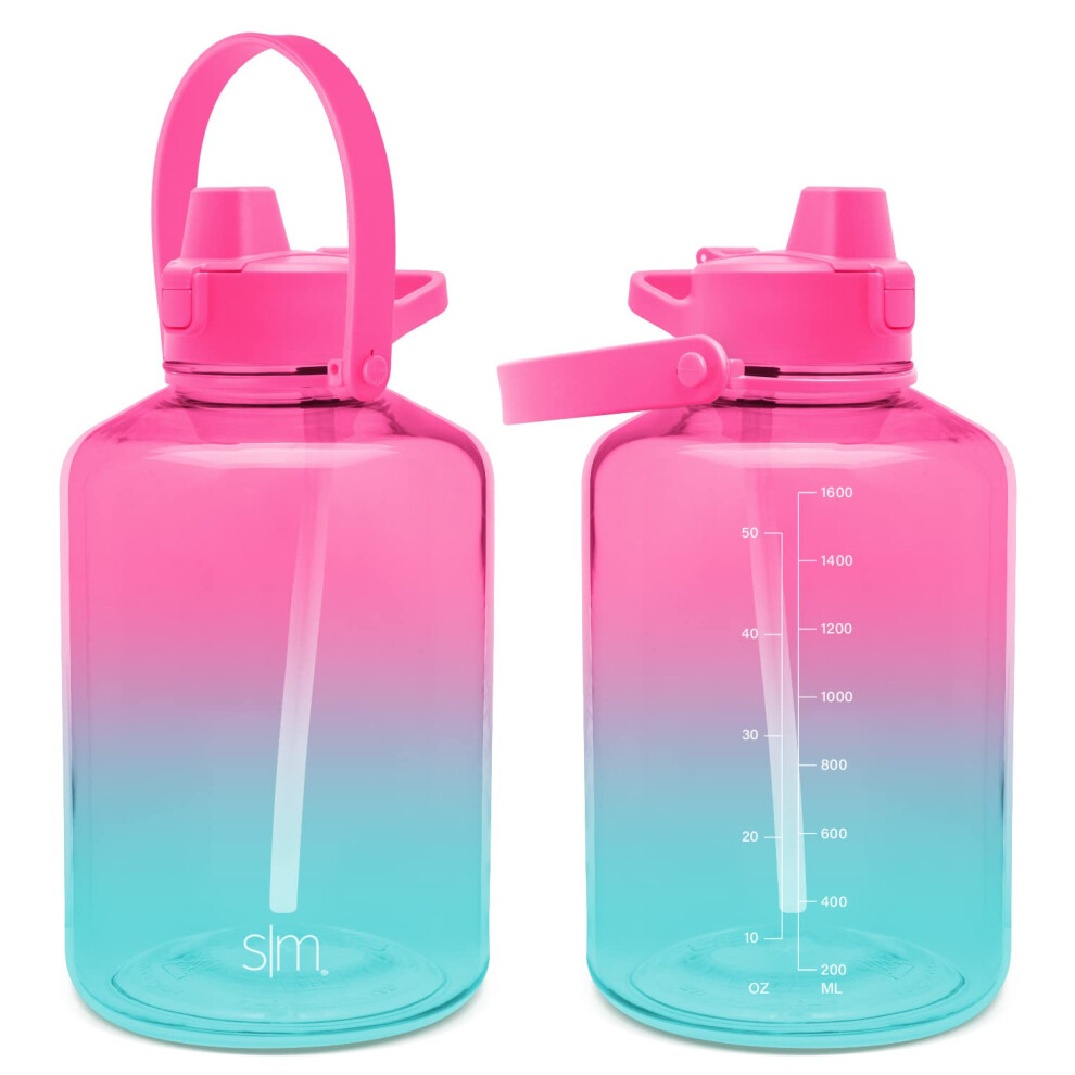 Simple Modern Half Gallon 64 oz Water Bottle with Push Button Silicone Straw Lid & Motivational Measurement Marker | Large Reusable Tritan Plastic Wat-image-OPC-PGS9222-NEW