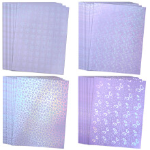 SANZIX 36 Transparent Holographic Laminate Sheets - A4 Waterproof Self Adhesive Sticker Paper Laminating Sheets & Vinyl Sticker Paper (Flower Butter
