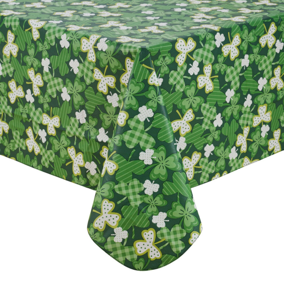 Nappe en flanelle de vinyle irlandaise pour la Saint-Patrick pour la d   coration de table de salle     manger et de cuisine : tr   fles porte-bonheur