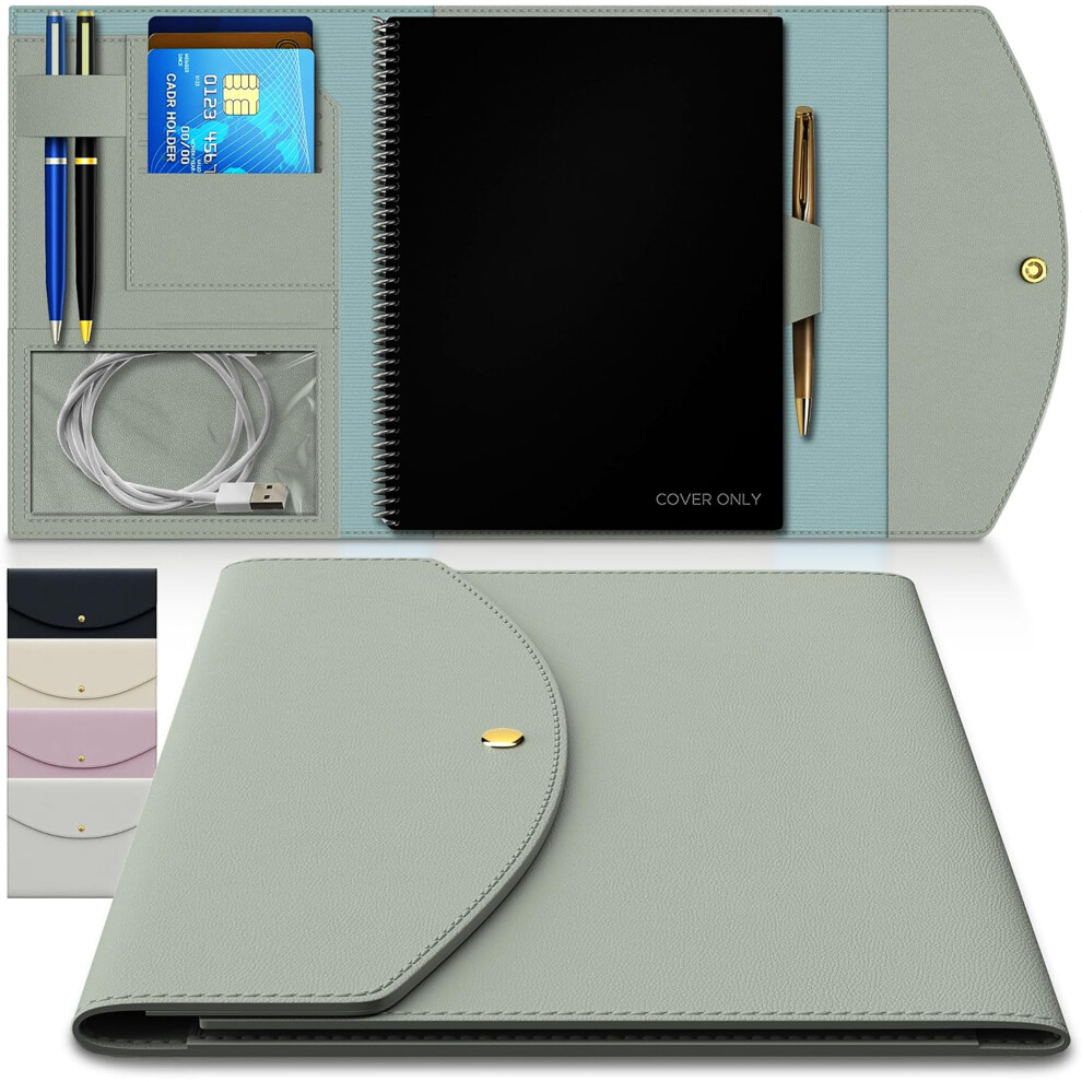 Luxury Slim Organizer Cover Compatible with Rocketbook  Journal  Planner - Executive Size A5 Fits 6 x 8.8 Notebook Soft Vegan Leather Cover for Core-image-OPC-PGS95WK-NEW