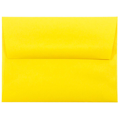 JAM PAPER A2 Colored Invitation Envelopes - 4 3/8 x 5 3/4 - Yellow Recycled - 100/Pack