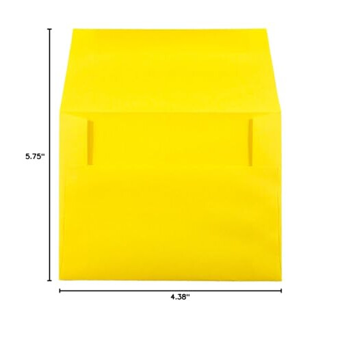 JAM PAPER A2 Colored Invitation Envelopes - 4 3/8 x 5 3/4 - Yellow Recycled - 100/Pack 2