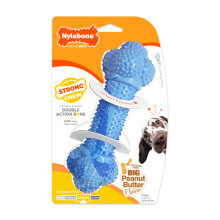 Nylabone Double Action Bone Sterke Kauwspeelgoed voor Honden, Natuurrubber, Pindakaassmaak, Grote Honden - Tot 23 kg, 1 Stuk