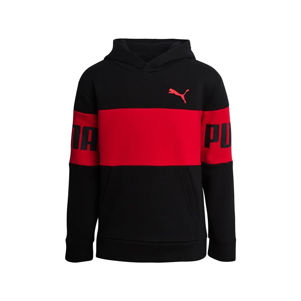 PUMA Boys' Athletic Hoodie - Performance Fleece Pullover Graphic Sweatshirt for Boys (Sizes: 8-20)  Size 14-16  Black/Red