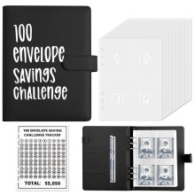 ChillyFar Money Saver Budget Binder Book with Pouches 100 Envelope Challenge Binder with Numbers A5 Money Budget Envelopes for Cash Saving $5 050 Bl