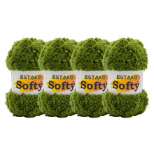 Estako Softy (4 Skeins Pack) 100% Polyester Fluffy Soft Chunky Bulky Weight #5 Yarn for Crocheting and Knitting (4 x 3.52 oz) / (4 x 98 Yds) (9940 -