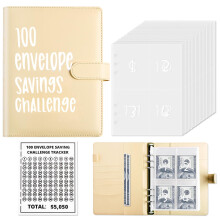 ChillyFar Money Saver Budget Binder Book with Pouches 100 Envelope Challenge Binder with Numbers A5 Money Budget Envelopes for Cash Saving $5 050 Ye