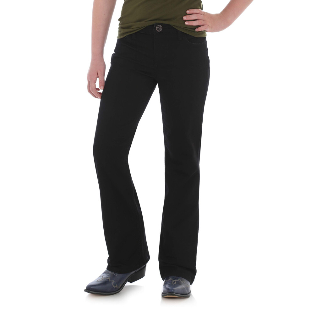 Wrangler Girls' Big Western Boot Cut Jean  black  10 SLIM
