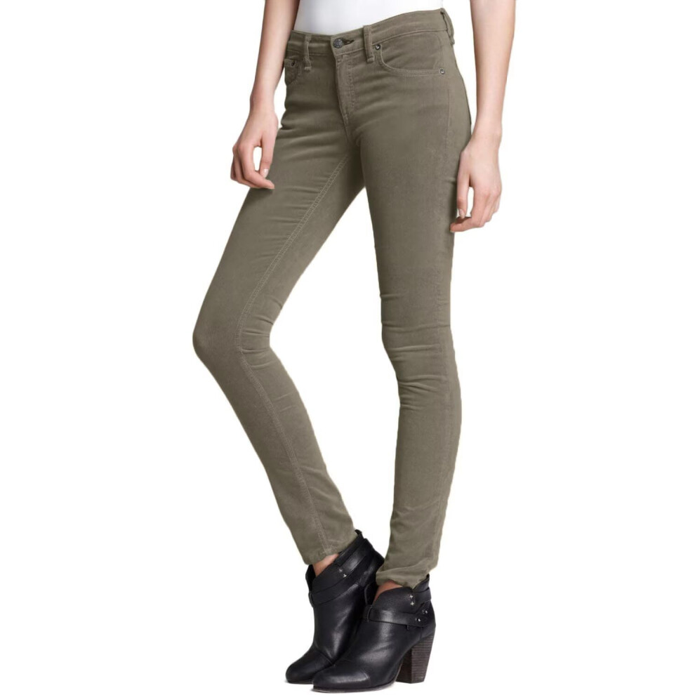 Pantalon skinny en velours c  tel   ultra confortable et extensible    5 poches pour femme Hybrid & Company P21950SKX Olive 14