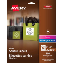Square Print-to-The-Edge Labels w/TrueBlock  2 x 2  White  300/Pack