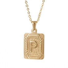 (StyleP) Stainless Steel Unique Letter Pendant Necklace Otype Cross Chain European American Style And