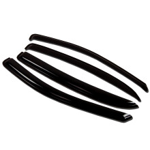TuningPros WV-490 Fenstervisier-Abweiser-Regenschutz, dunkler Rauch, 4-teiliges Set