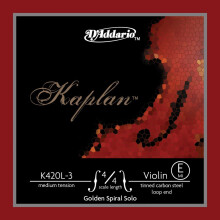 D'Addario Kaplan Golden Spiral Solo Violin String - Single E String - K420L-3 - Struny do skrzypiec - 4/4 Scale Medium Tension Loop End