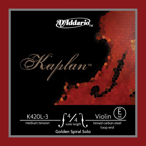 D'Addario Kaplan Golden Spiral Solo Violin String - Single E String - K420L-3 - Violin Strings - 4/4 Scale Medium Tension Loop End