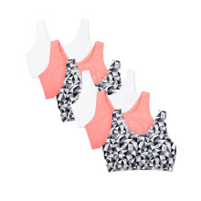 Fruit of the Loom Sport-bh met tanktop voor dames Modieuze kleuren Caleidoscoop/Caleidoscoop/Wit/Wit/Punchy Peach/Punchy Peach 40