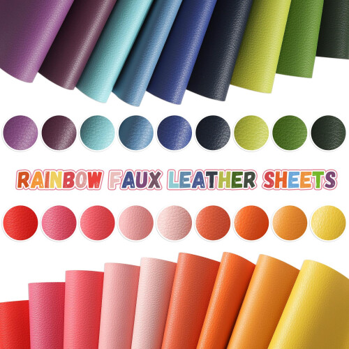 18 Peças de Folhas de Couro Sintético, 8x12 polegadas, Tecido Colorido Ideal para Laços, Brincos de Couro, Acessórios de Cabelo 2