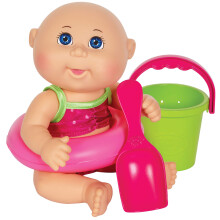 Poupées Cabbage Patch Kids Tiny Newborn Plage avec Bouée Rose, Seau et Pelle - 9 Pouces CPK