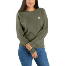 Carhartt Women's Relaxed Fit Midweight French Terry Crewneck Sweatshirt, Dusty Olive, X-Small