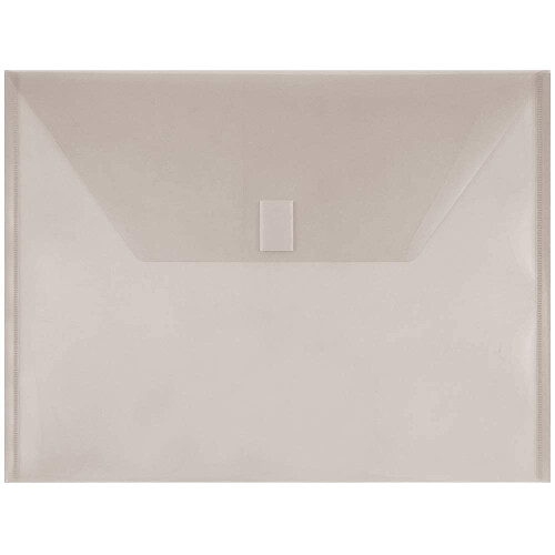 JAM PAPER Plastic Envelopes with Hook & Loop Closure - Letter Booklet - 9 3/4 x 13 - Smoke Gray - 12/Pack
