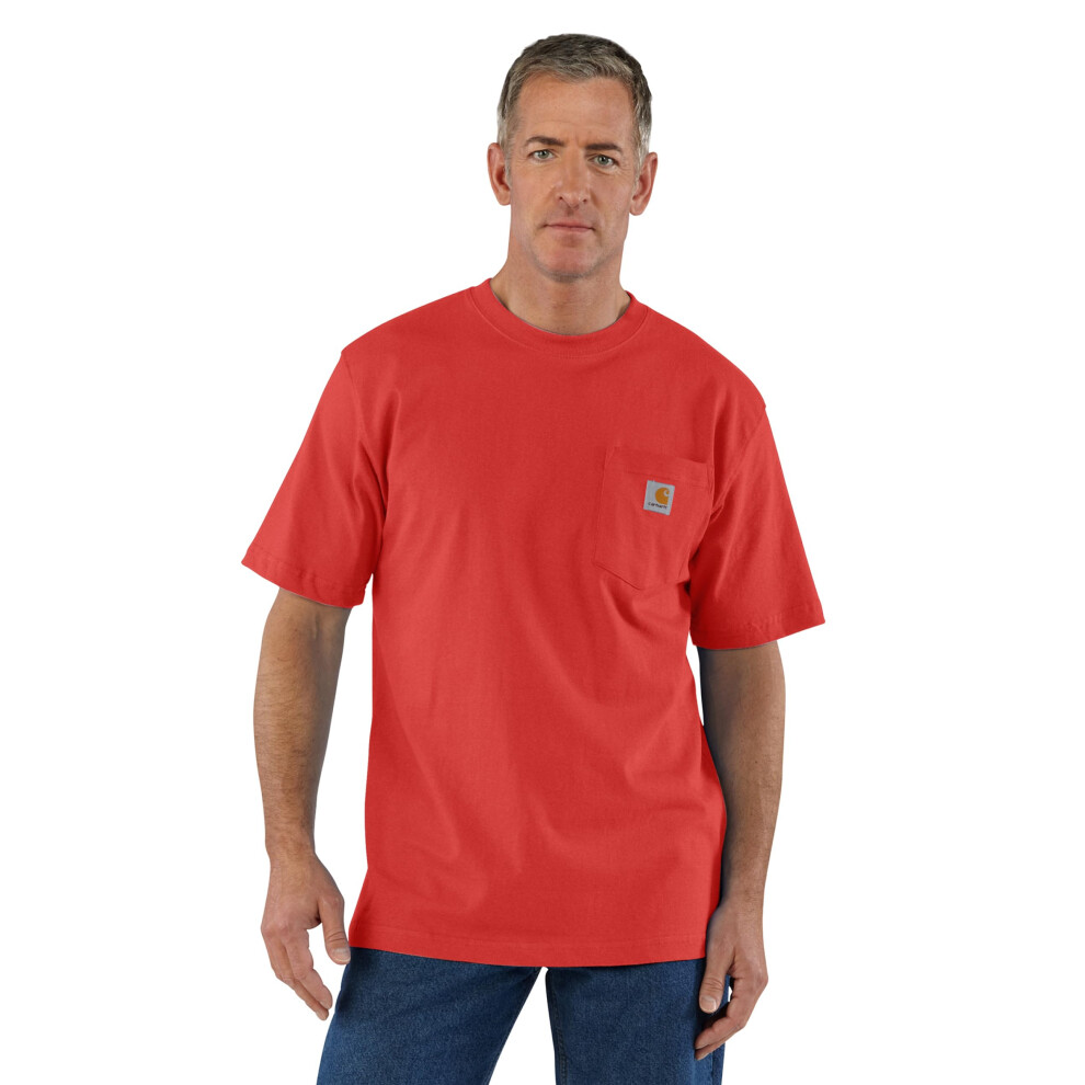 Carhartt Men's Big & Tall Loose Fit Heavyweight Short-Sleeve Pocket T-Shirt  Roasted Tomato