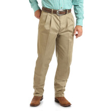Wrangler mens Pleated Front Casual Pants, Khaki, 35W x 30L US