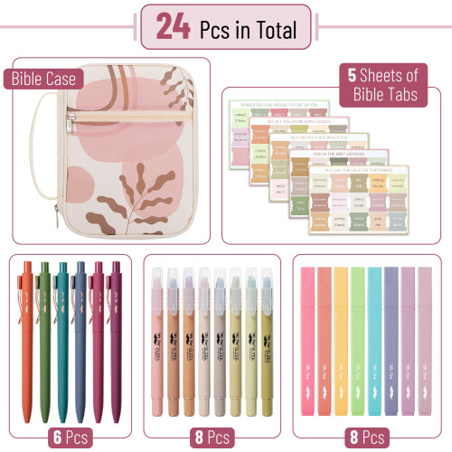 Mr. Pen - Kit de Biblia, 24 PCS, Estojo, Marcadores e Canetas Sem Sangs, Presente de Páscoa 1